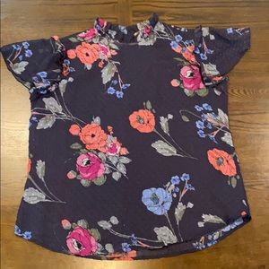 MOCK NECK FLORAL BLOUSE SIZE LARGE